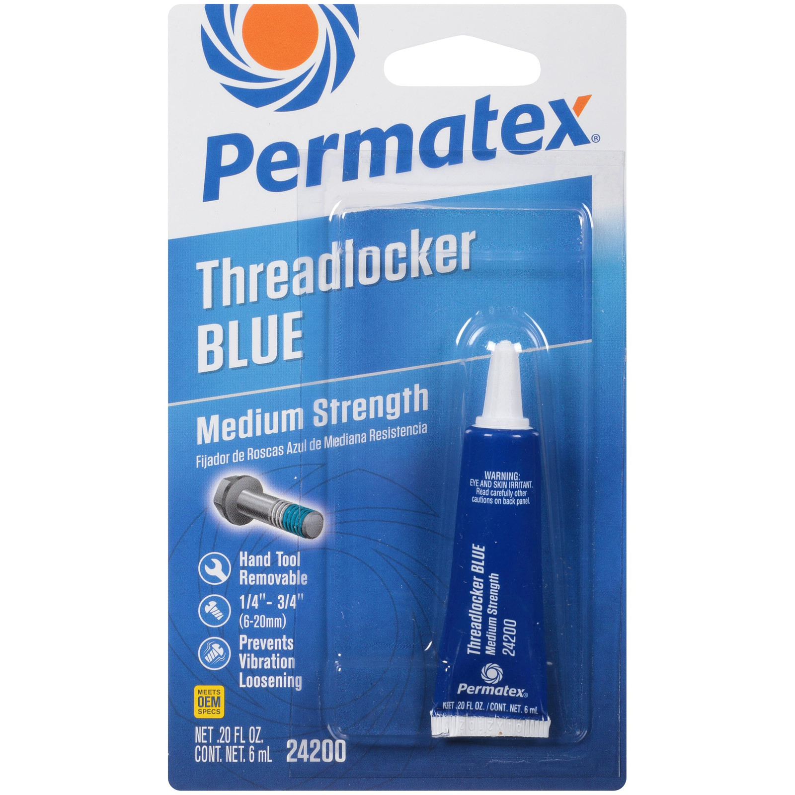 Permatex Medium Strength Threadlocker Blue 6ml Automotive Fastener Sealant
