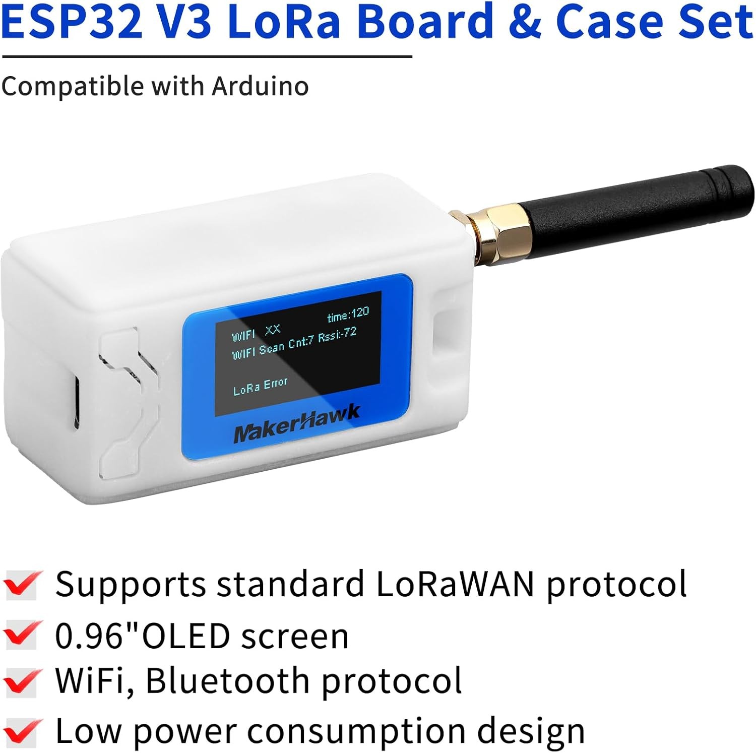 2Sets Heltec 915MHz LoRa V3 Board ESP32 + IPEX Antenna + Meshtastic Case+Battery