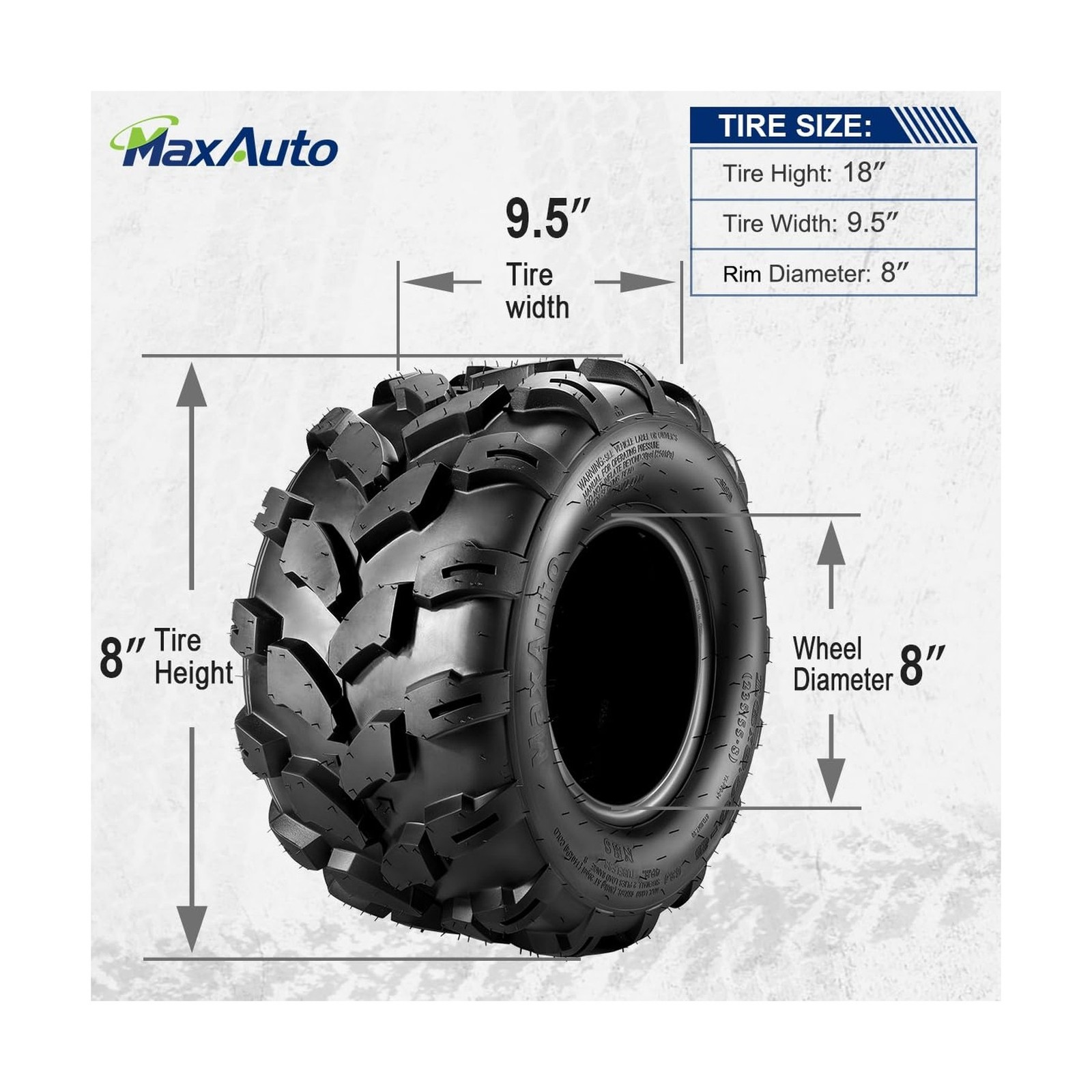 MaxAuto 2PCS Sport ATV Tires 18×9.5-8 18×9.50×8 Lawn Mower Off-Road ATV UTV T…
