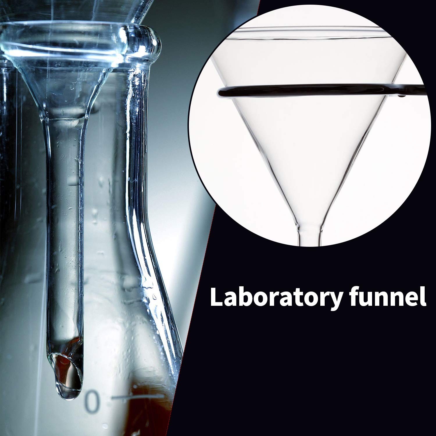 Glass Funnel Set, 4 Pcs Lab Borosilicate Glass Funnels, 100mm (170mm Length), 75
