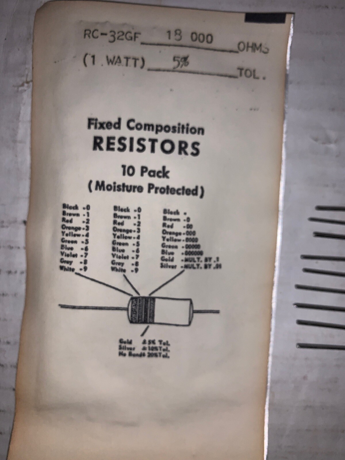 10 Lot Of Vintage RC-32GF Carbon Composition Resistors 18,000 Ohm 1 watt New