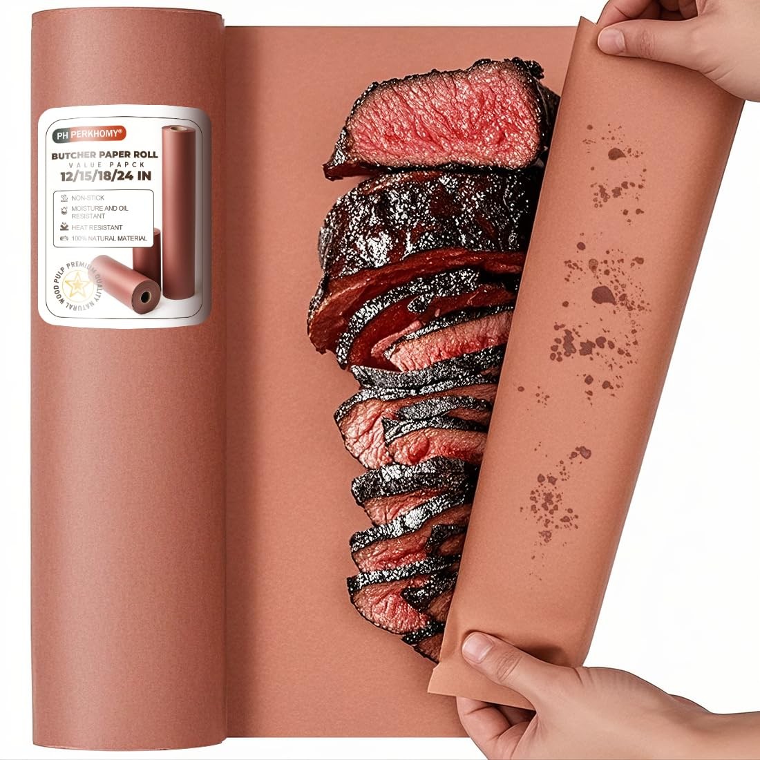 PerkHomy Pink Butcher Paper Roll 18in x 200ft for BBQ Smoking