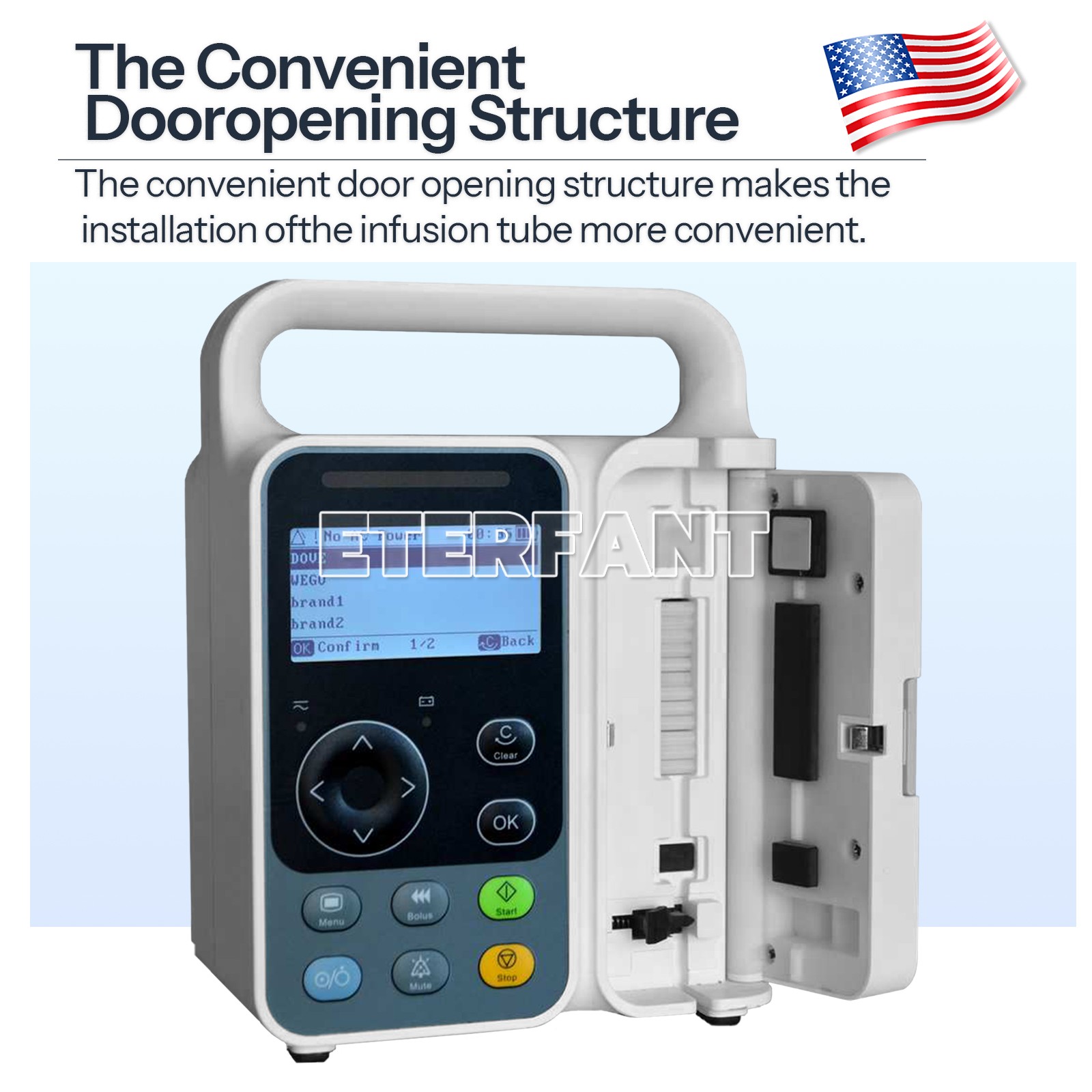 Human infusion pump 1-1200ml/h Adjustable, LCD, Built-in Battery Alarms