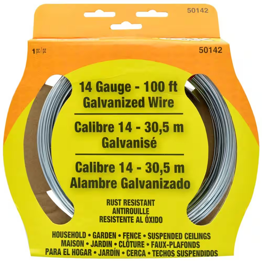 High-Quality 100 ft. Galvanized Steel Wire – 14-Gauge, 75 lb. Strength