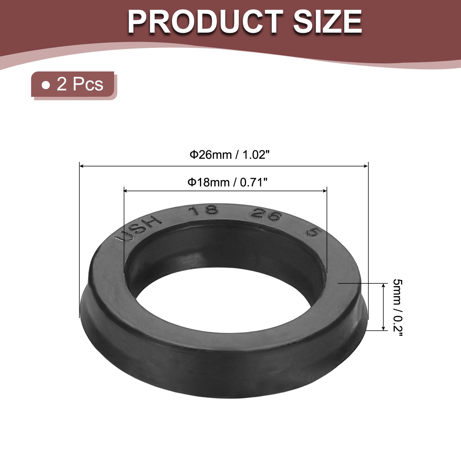 18 x 26 x 5mm Oil Seal 2 Pcs Lip Seals Nitrile Rubber Cover Radial Shaft Black