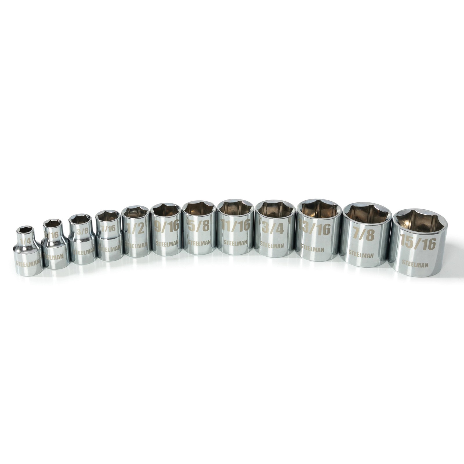 STEELMAN 12-Piece 3/8-Inch Drive SAE Shallow 6-Point Socket Set, 78201