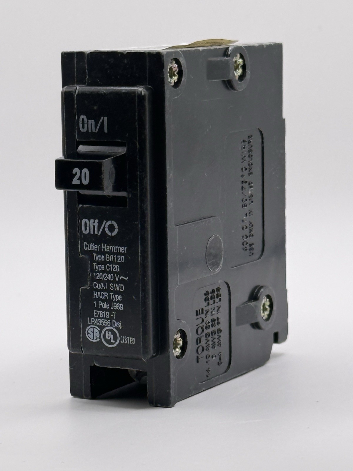 (1) NEW Eaton BR120 20Amp Single Pole Circuit Breaker Cutler Hammer