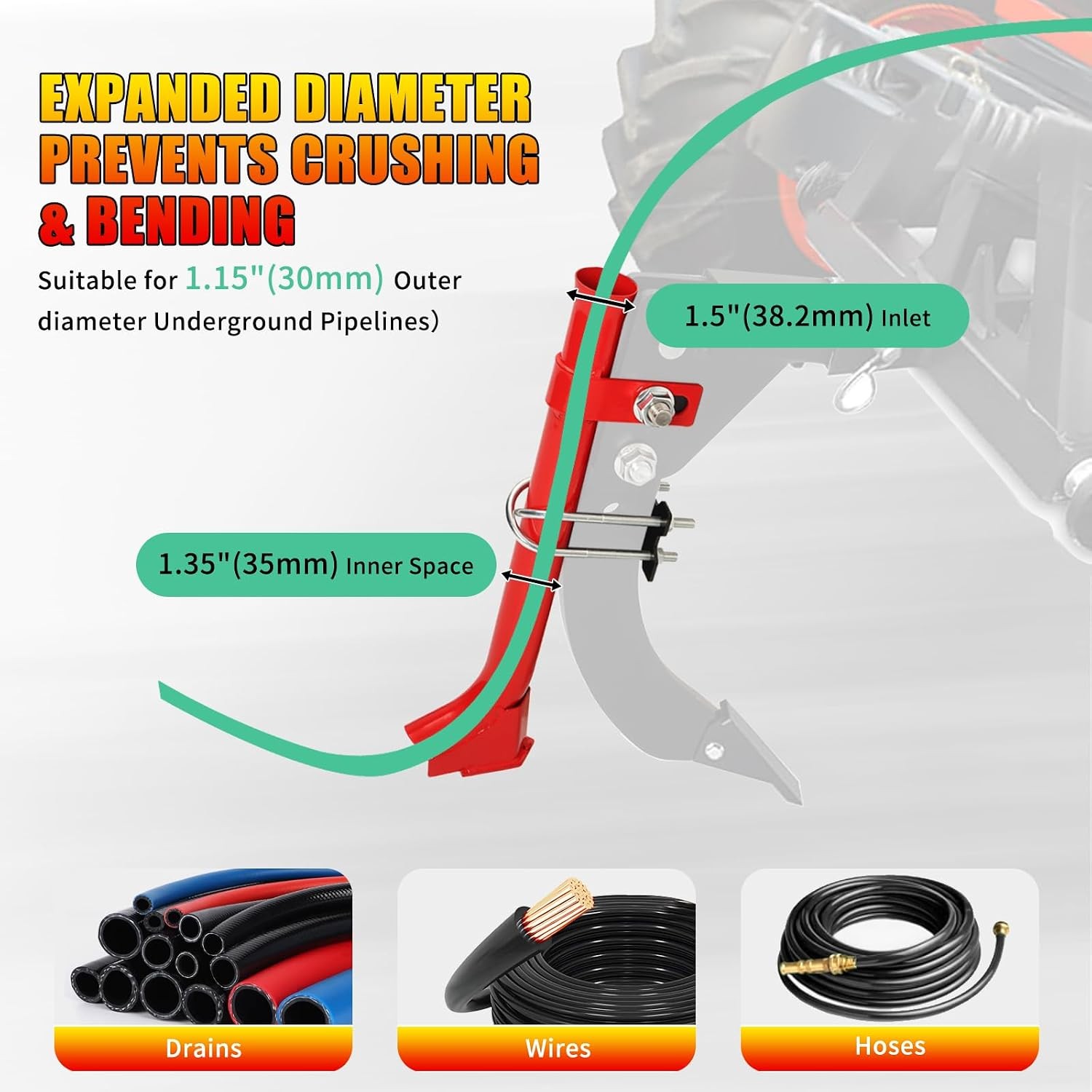 Pipe Layer Attachment for 3-Point Ripper Hitch Lawn Trencher Subsoiler Tractor