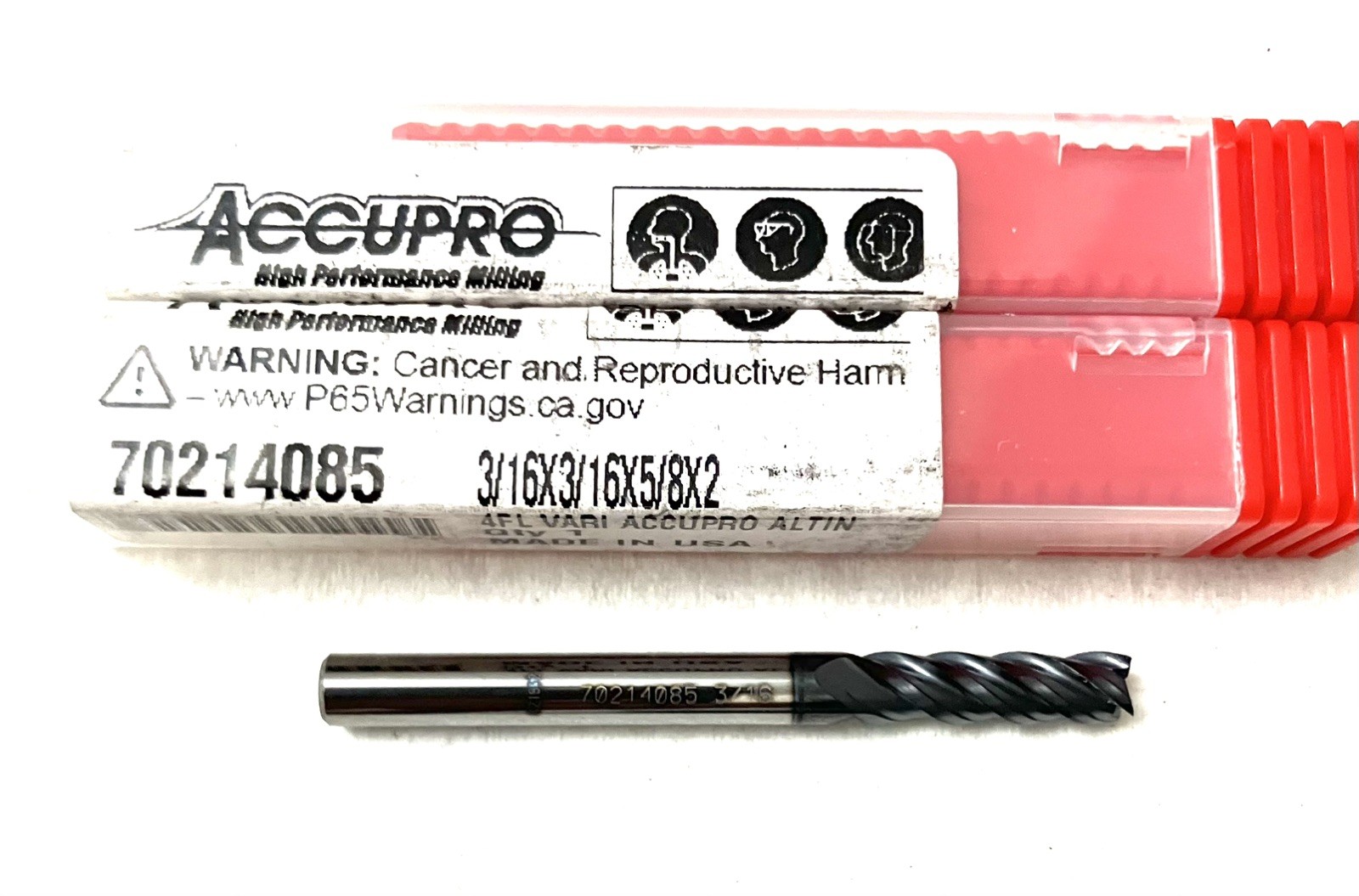 Accupro 3/16″ 4FL Square End Mill Solid Carbide AlTiN 70214085 NEW