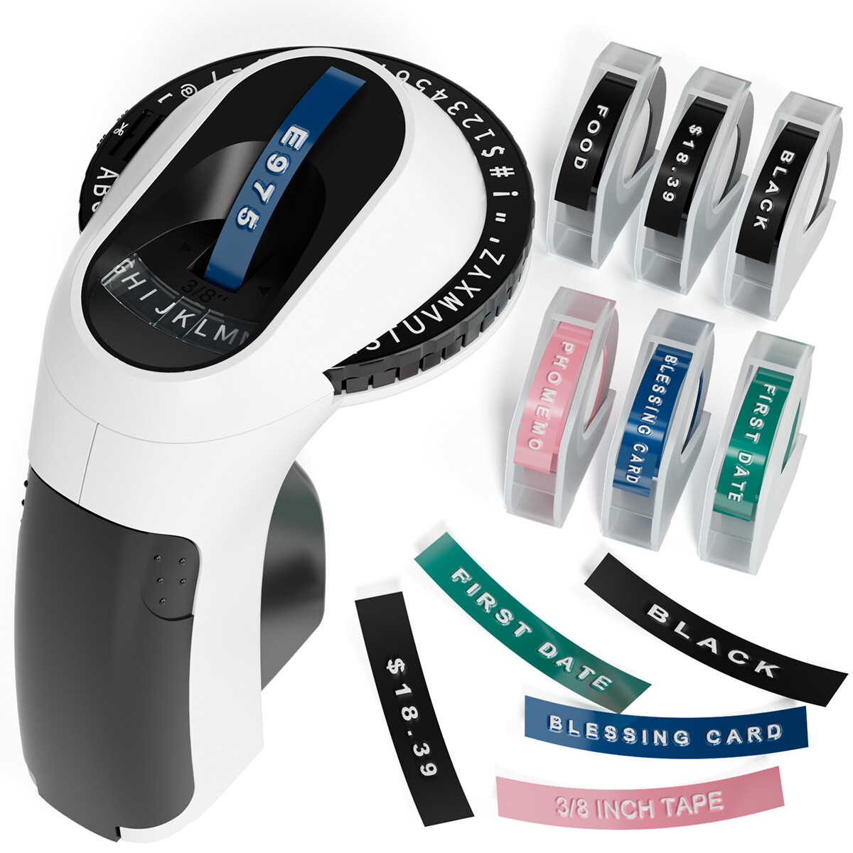 Phomemo E975 3D Embossing Label Maker Handheld with 6 Label Tapes 3/8″ for Dymo