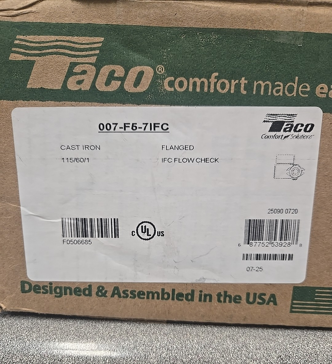 TACO 00 SERIES CAST IRON CIRCULATOR PUMP 007-F5-71FC *BRAND NEW NEVER INSTALLED*