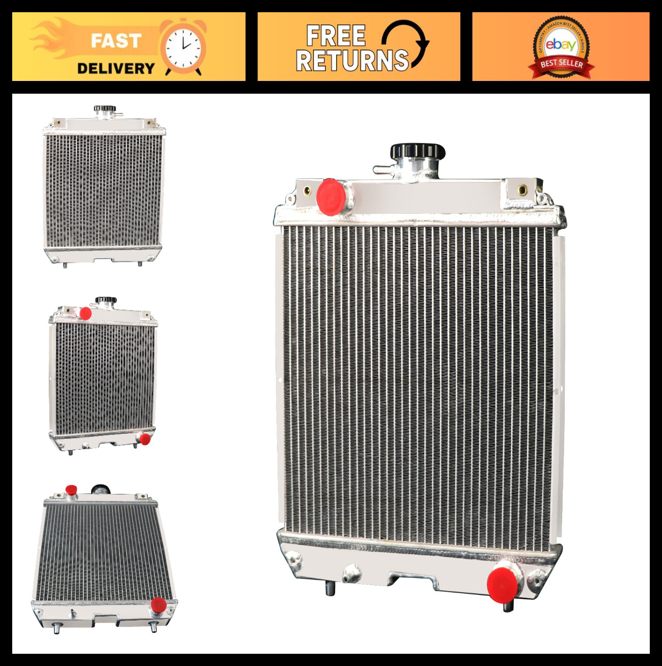 Aluminum Radiator for Kubota ZZD18 ZD18F ZD21 ZD21F GR2100 GR2110 2 Row Core