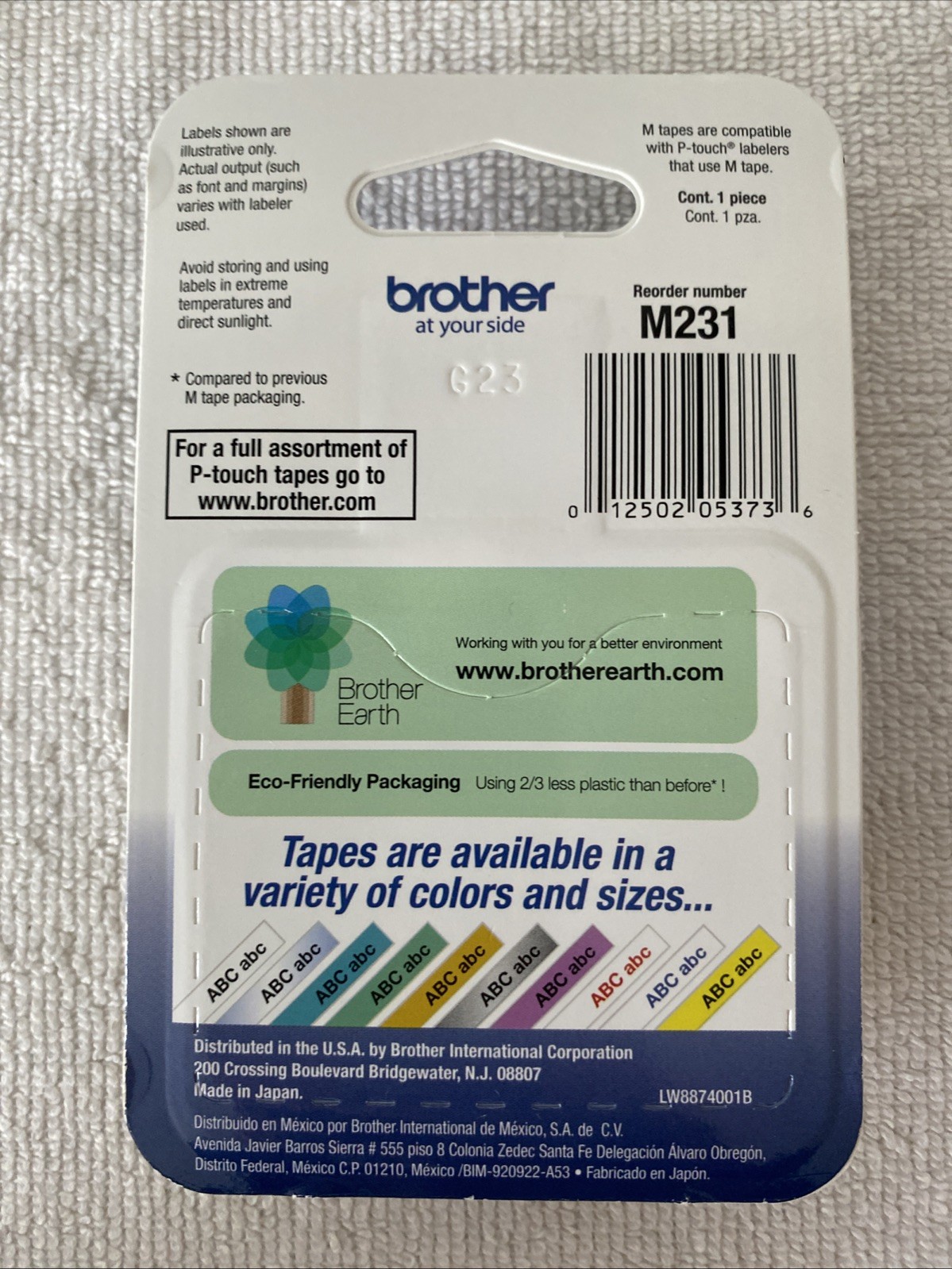 2Brother P-Touch M-Tape M-231 1/2″ BLACK on WHITE .47 In × 26.2 Ft (12 mm × 8 m)