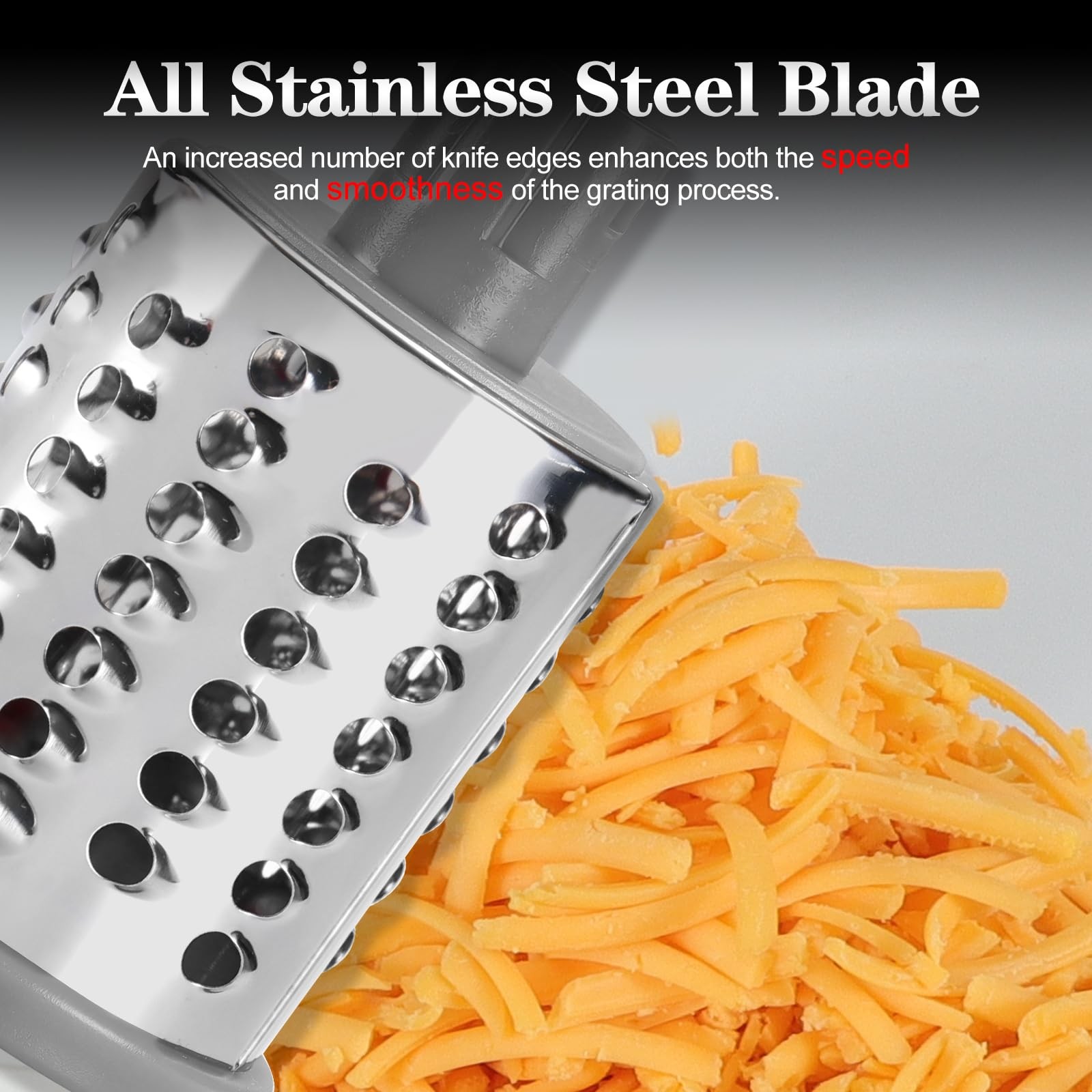 Ourokhome Rotary Cheese Grater Hand Crank, 4.72″L x 3.54″W x 9.45″H, A-White
