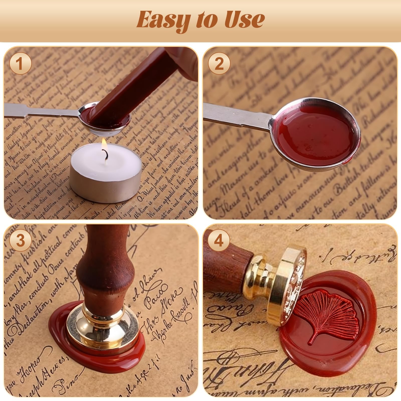 Vintage Wax Seal Stamp Sealing Stamps with Wooden Handle for Wedding Invitations