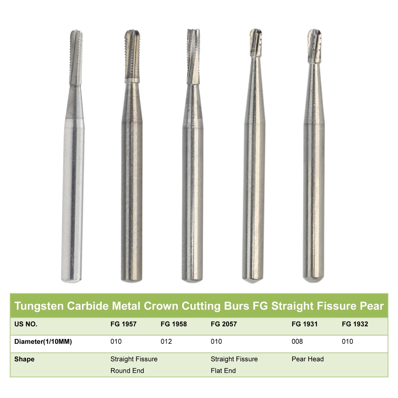 5pcs Prima Wave Dental Carbide Burs High Speed FG 19mm/Surgical FGOS SL 557 25mm