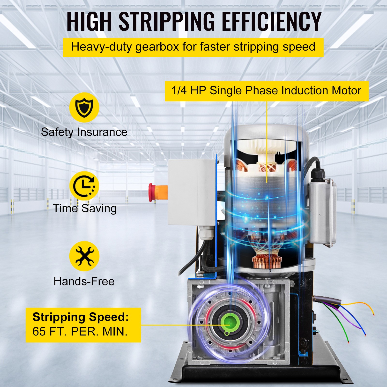 VEVOR Electric Wire Stripping Machine 1.5-38mm Cable Stripper 0.06″-1.5″ 1/2HP