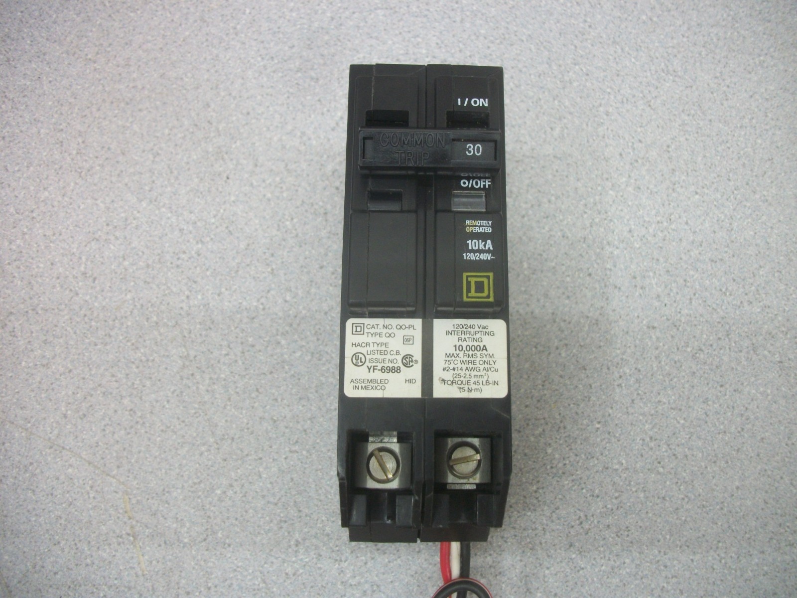 SQUARE D QO-PL REMOTE CIRCUIT BREAKER QO230PL 30AMP 240VOLT 2POLE