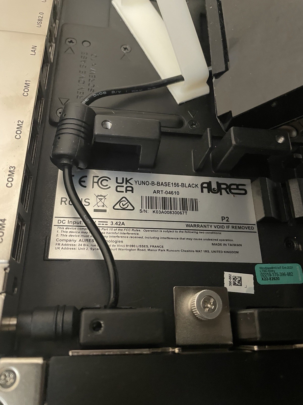 AURES Yuno B 15.6″ Touch POS Terminal Intel 3965U 8GB RAM W/ Stand & PSU – READ