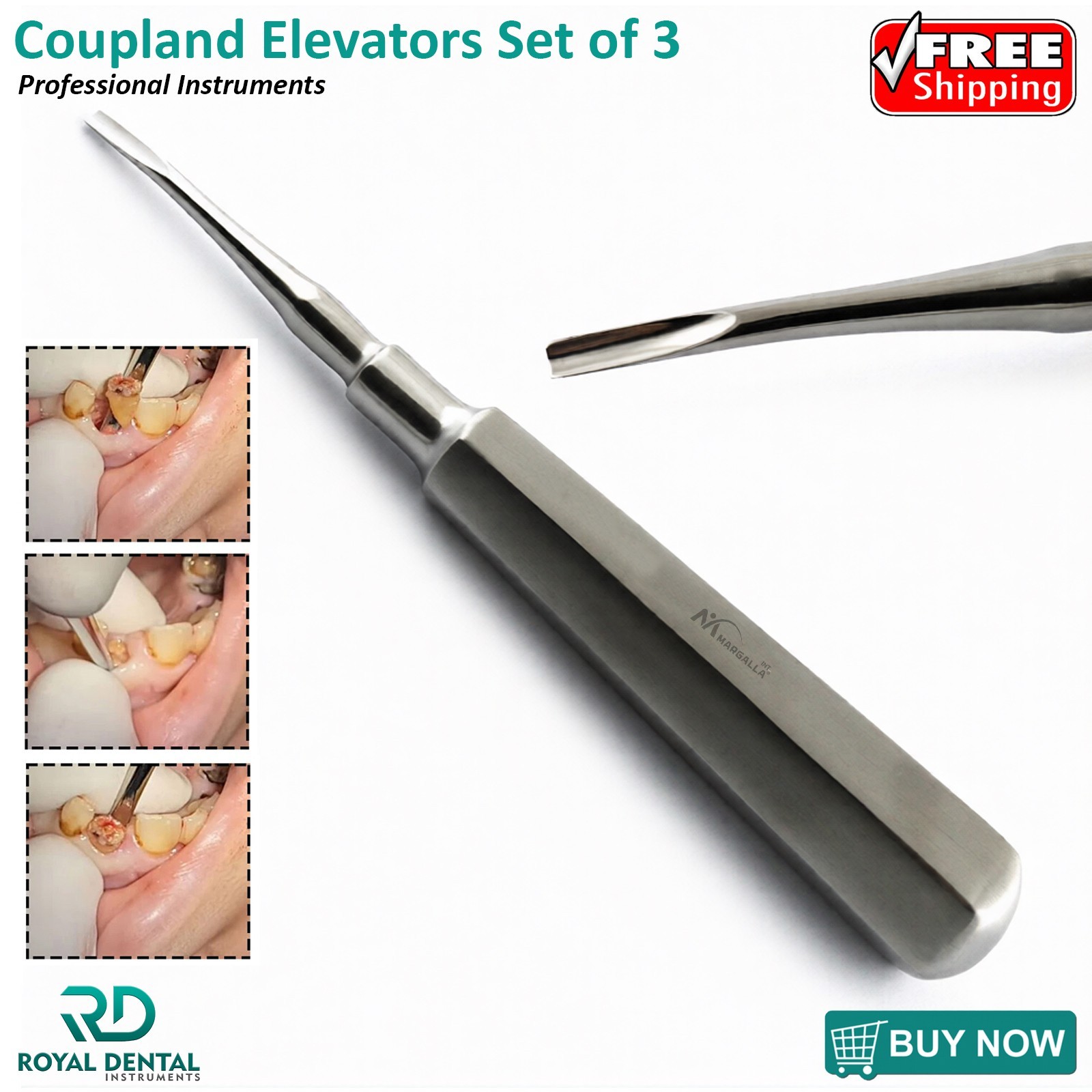 Coupland Elevators Dental Extraction Set Of 3 Surgical Root Extracting Loosen CE