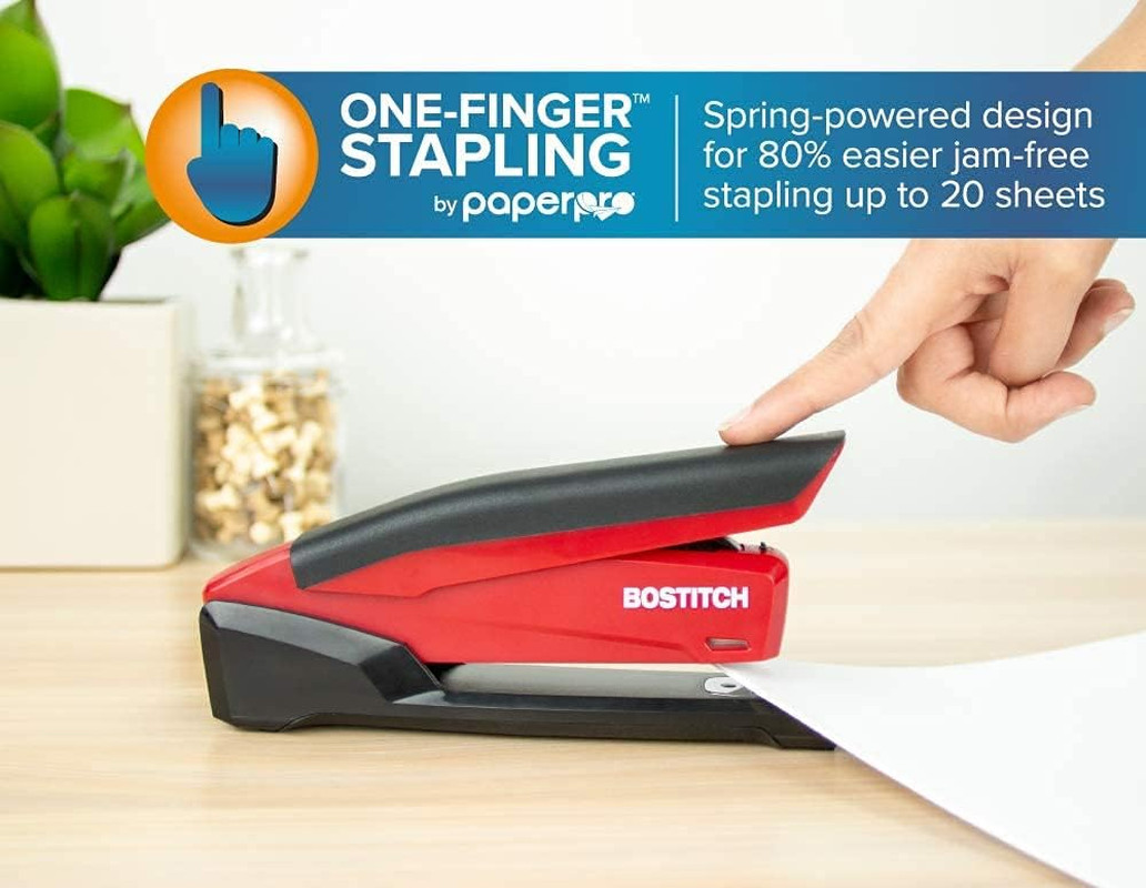 Stapler – Inpower, One Touch Heavy Duty Red Office Stapler | Stapler with Built