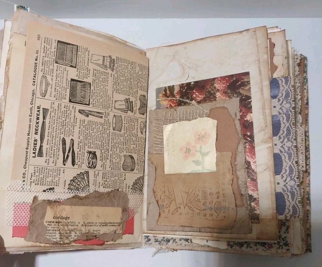 Junk Journal Antique Vtg. Ephemera Handmade Book Lg 9.5″x6.5″ Mother’s Day Gift