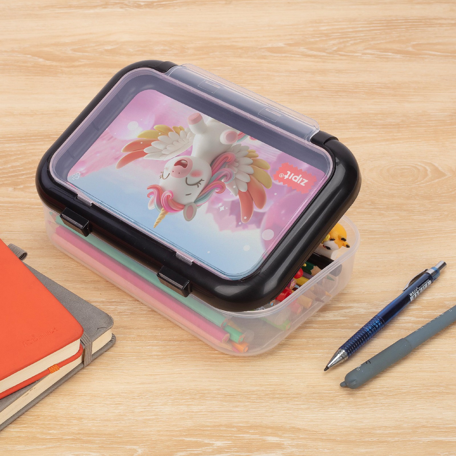 Recycled Plastic Pencil Box for Girls, 2 Compartment Pencil Case for School, …