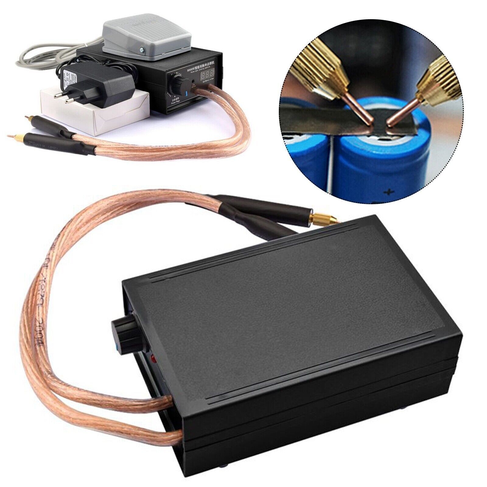 8000W Mini Spot Welder Machine DIY Kit Battery Spot Welding Pen Tools Black NEW