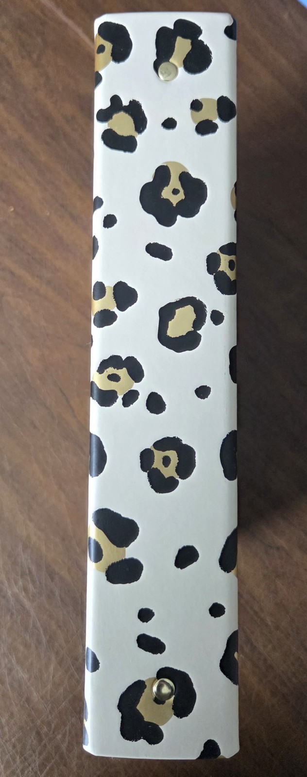Eccolo Leopard Print 3-Ring Binder White Black Gold Daily Use