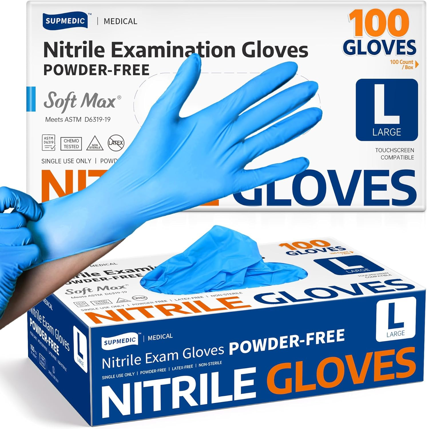 Supmedic Medical Soft Max™ Nitrile Exam Gloves, 100 Count Latex-Free Powder-Free