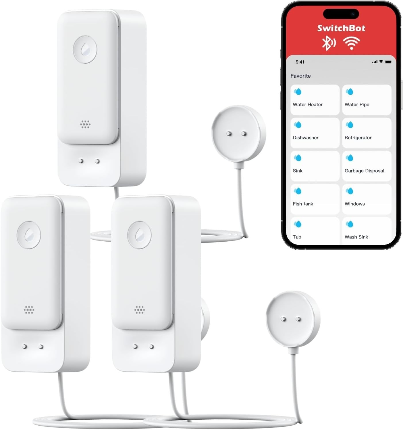 Battery Powered Water Leak Sensor with 1700ft Range and High Sensitivity