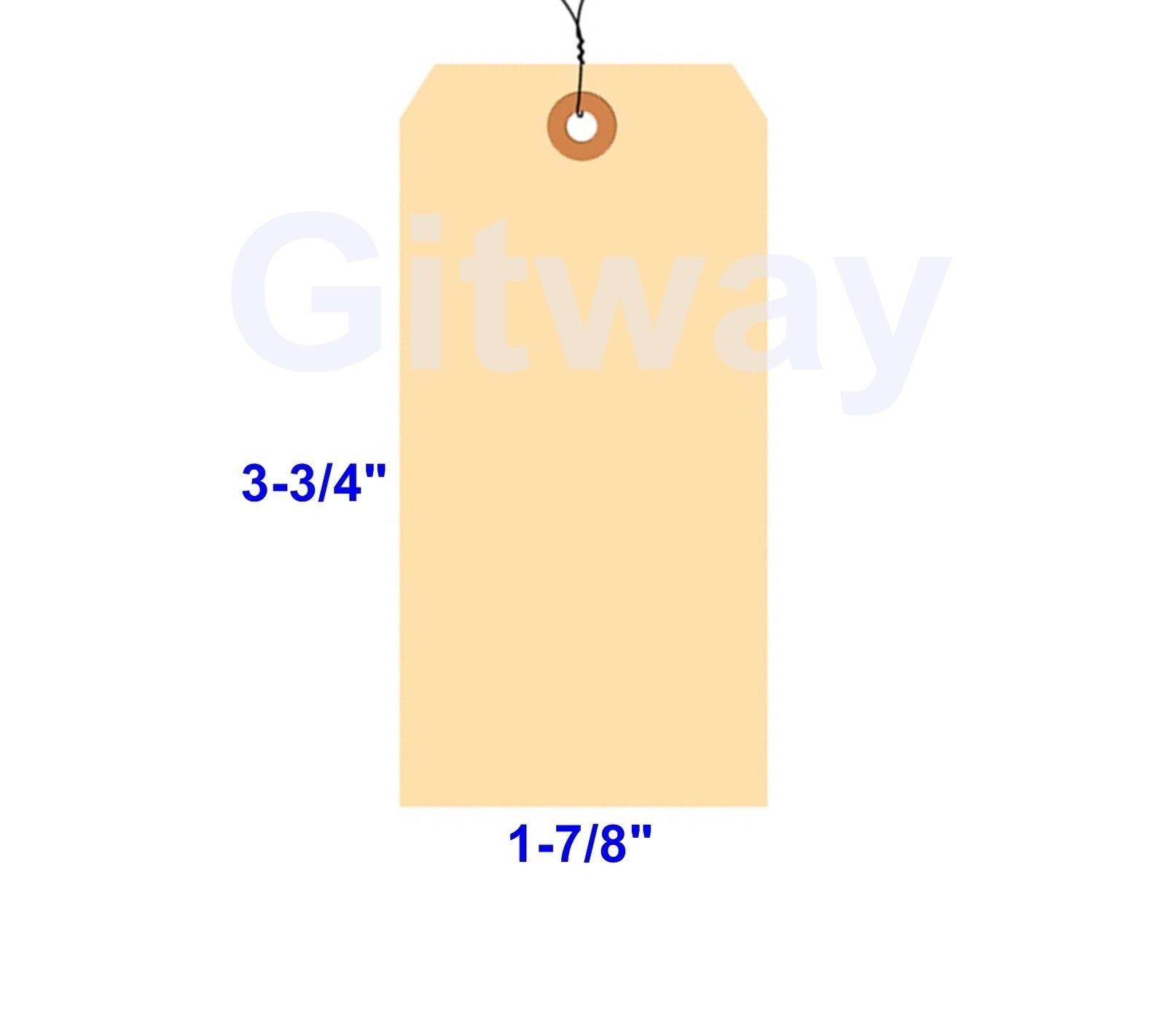 1000- 3 3/4″ x 1 7/8″ Size 3 Manila Inventory Shipping Hang Tags with Wire 13 Pt