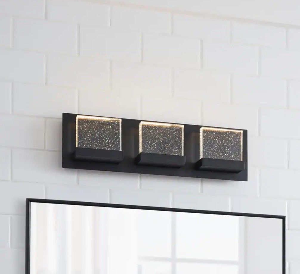 H D Alberson 18.1 in. W 3-Light Matte Black Integrated LED Bathroom Vanity Light