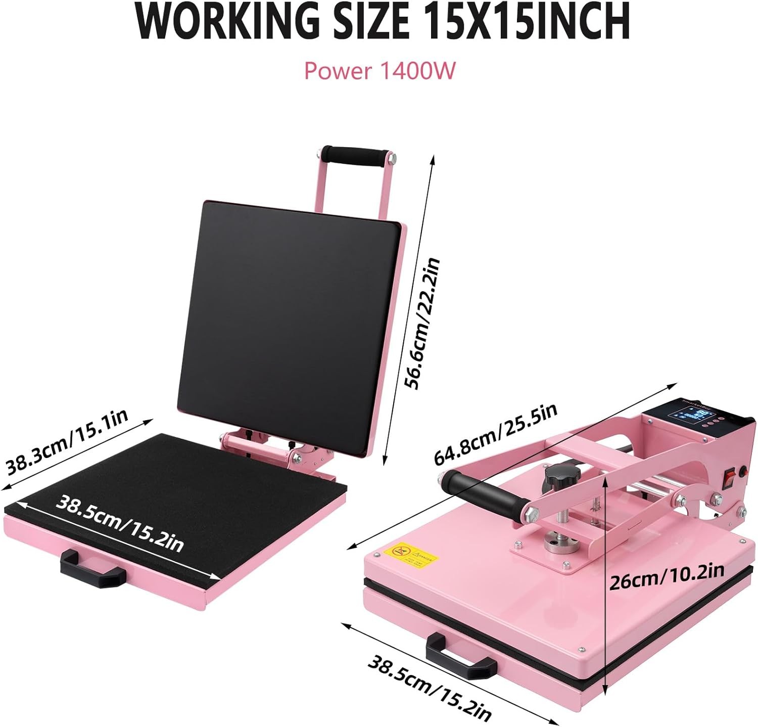 15″x15″ Digital Clamshell Heat Press Machine T-shirt Sublimation Transfer Print