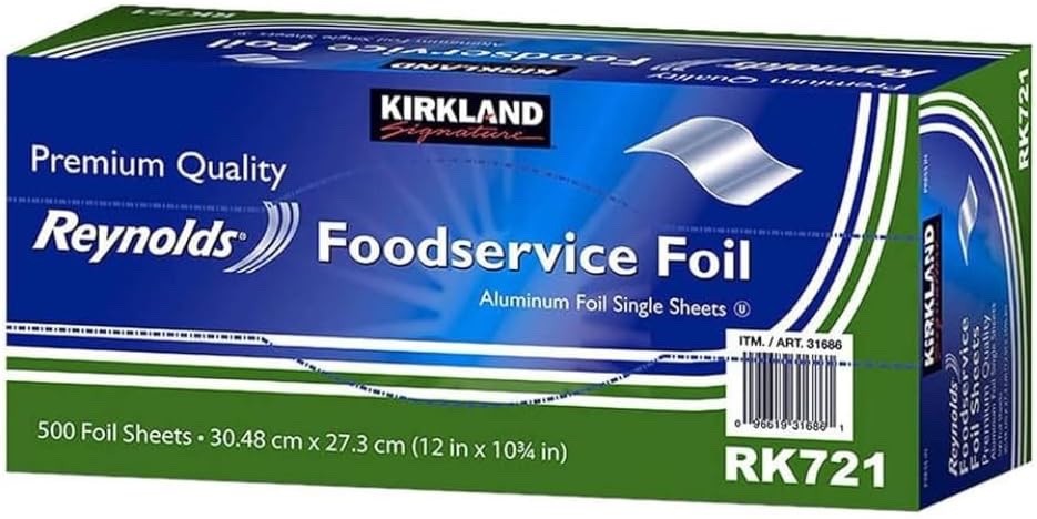 Kirkland Signature ALUMINUM FOIL SHEETS Reynolds 500 ct , 12” X 10.75” Sheets