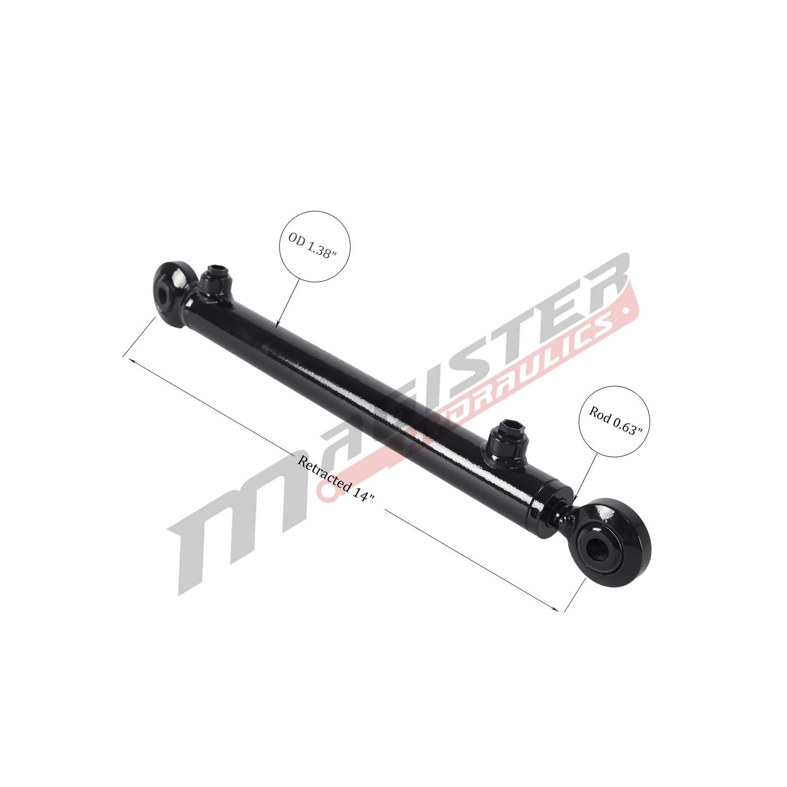 Hydraulic Cylinder Welded Double Acting 1″ Bore 8″ Stroke Swivel Ball/Eye