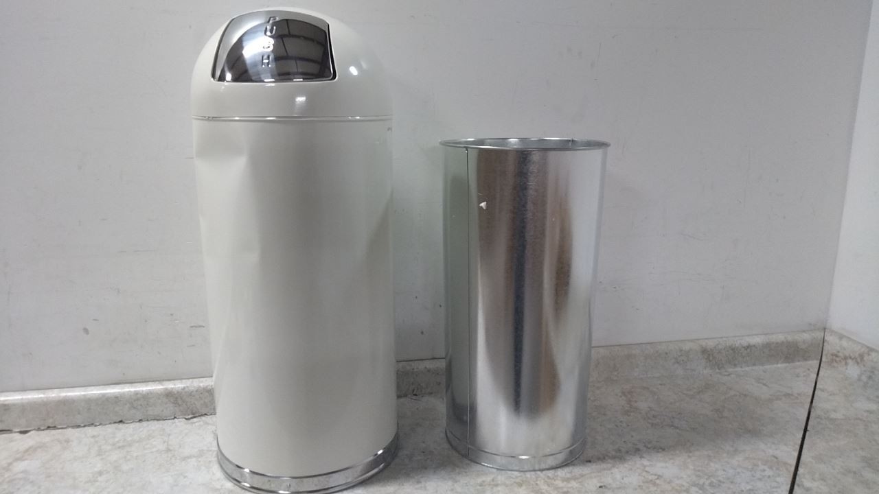 Tough Guy 4PGG1 15 Gal Cap White Steel Fire-Resistant Trash Can