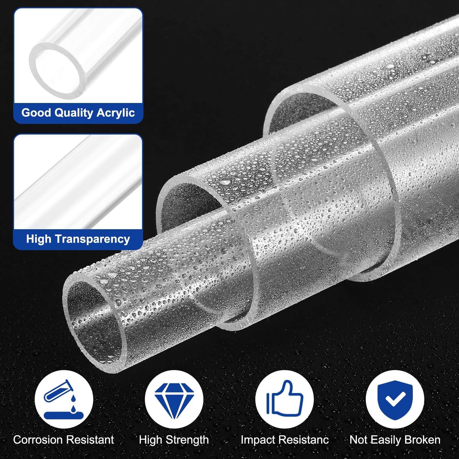 uxcell Clear Rigid Acrylic Pipe, 31mm (1.22″) ID x 35mm(1.38″) OD 300mm(12″) …