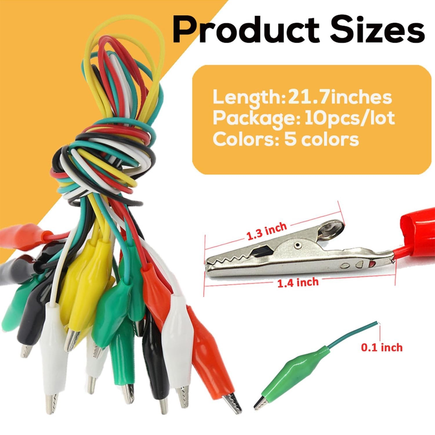 Durable 10PCS Leads with 5 Colorful Crocodile Clips for Circuit Connection