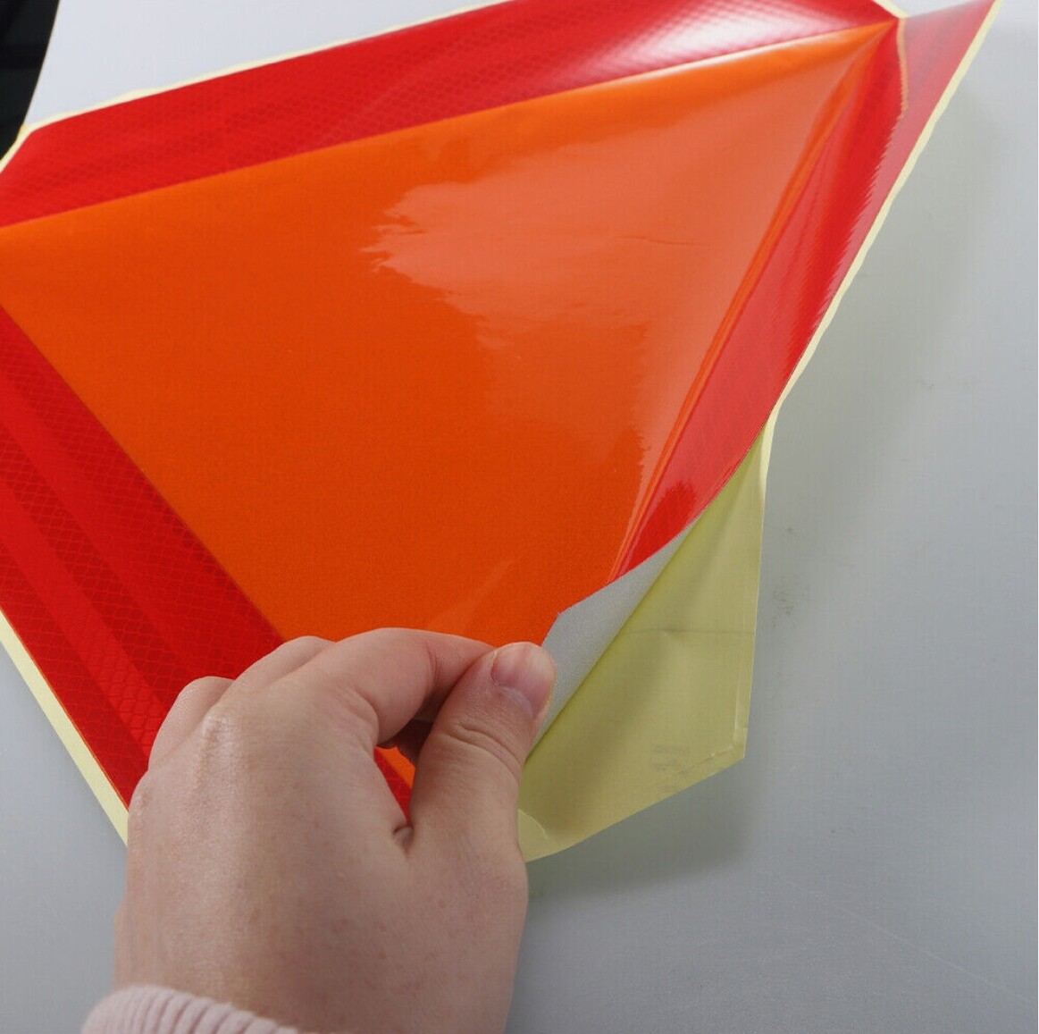 Car Slow Moving Vehicle Sign Reflective Tape Safety Triangle Orange Sticker New