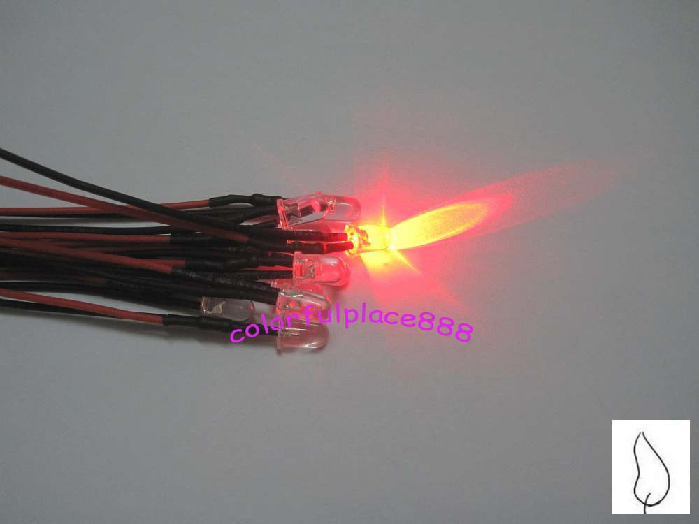5mm 5V Candle Led Flicker Pre-Wired Red Yellow Blue Green White Orange Leds 20CM