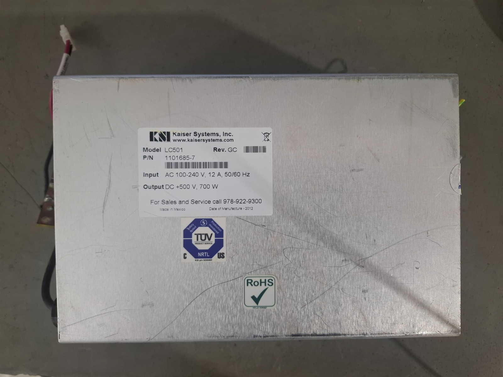 Kaiser Systems Inc. 1101685-7 Capacitor Charging Power Supply LC501