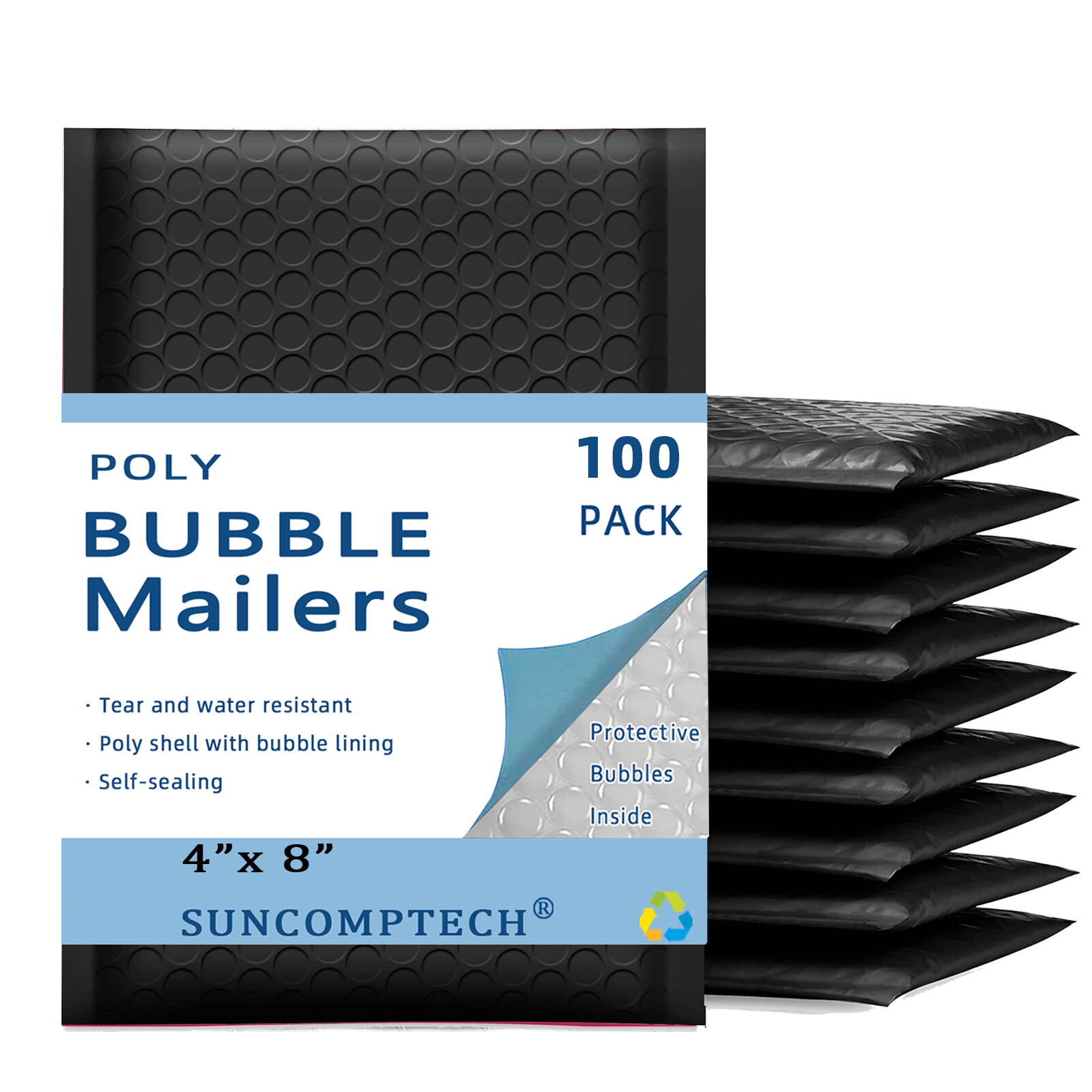 #000 4×8 (4×7) Poly Bubble Padded Envelopes Mailers Shipping Bags BLACK 100 PCS