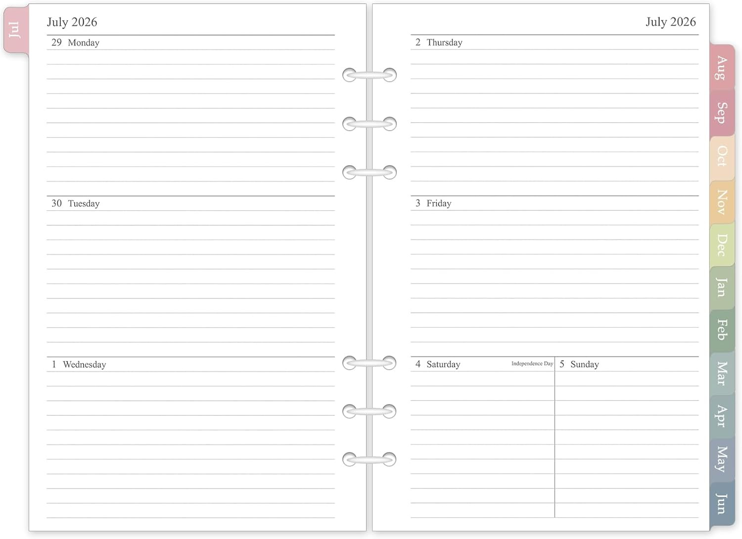 2026-2027 Weekly & Monthly Planner Refill for 6 Holes, A5 Medium Planner Inserts