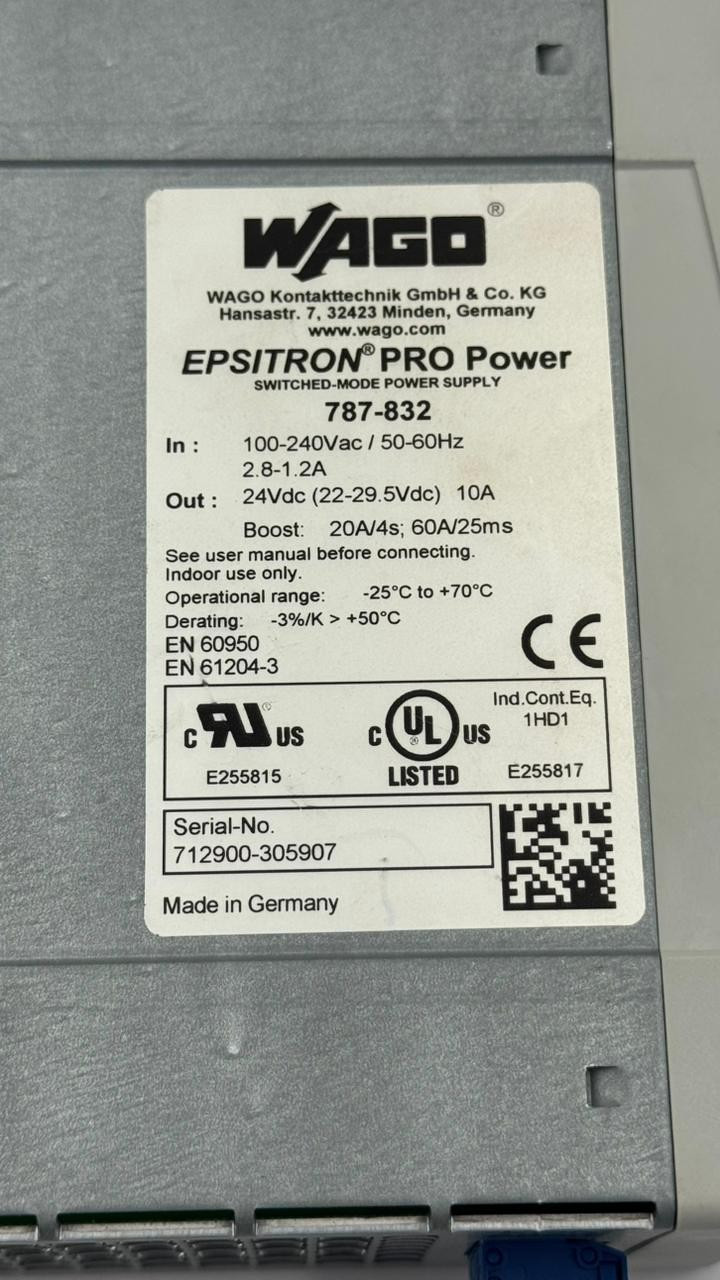 WAGO 787-832 | EPSITRON PRO Power Supply | 24V DC 10A | Made in Germany