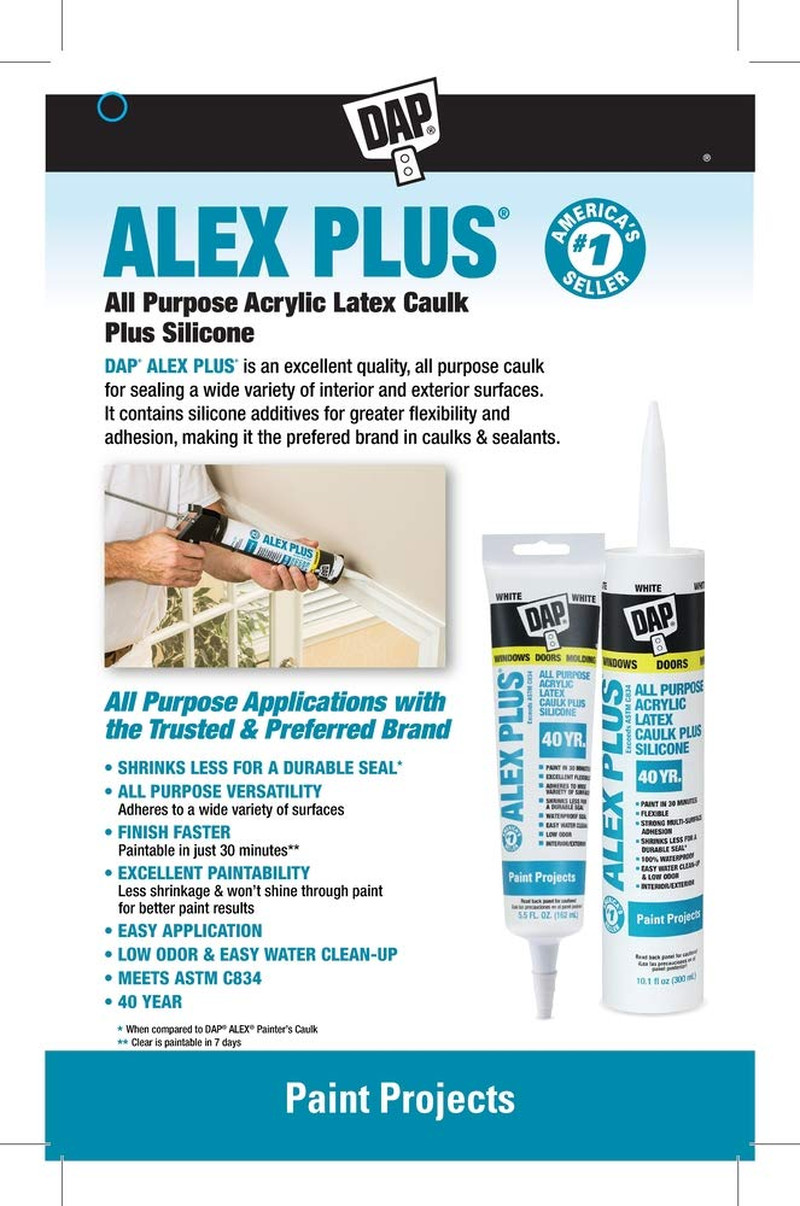 INC 18152 10.1Oz White Alex plus Acrylic Latex Caulk with Silicone