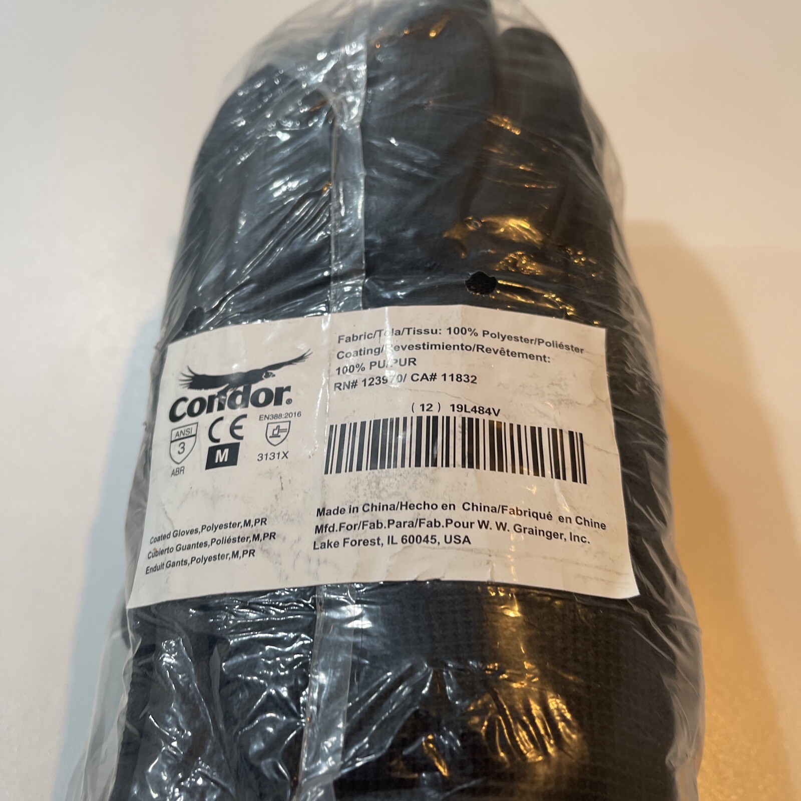 Condor 19L485 Coated Gloves, Palm And Fingers Polyester 12 Pair Pack
