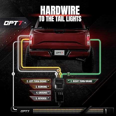Hardwire Kit for LED Tailgate Light Bar (4.9ft 4 Pin Harness + 7 Wiring Connecto
