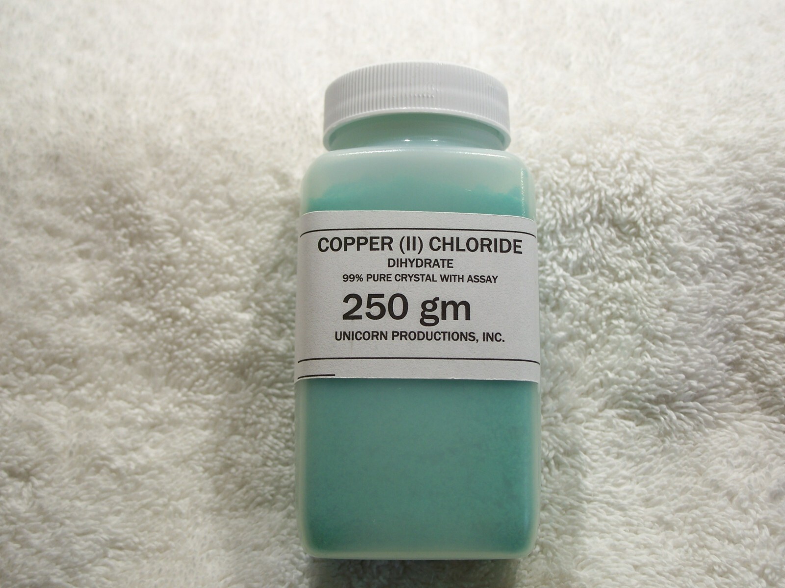 Copper Chloride dihydrate Reagent 99+% with cert. – 125 g (NOT 250 g )