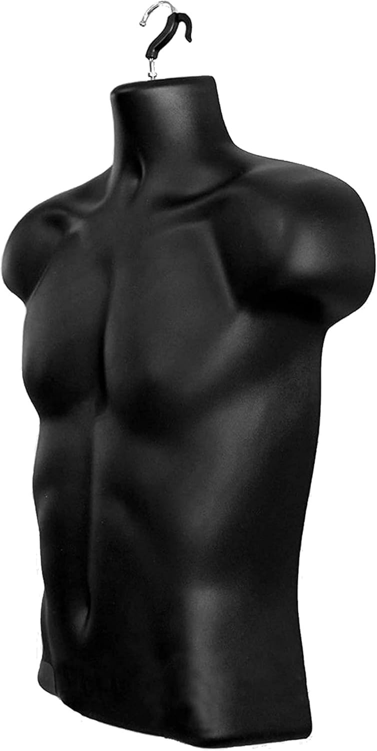 Black Male Mannequin Torso for T-Shirt Display